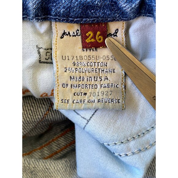 7 For All Man Kind Y2K Cropped Jeans Womens 26 Embroidered Pockets Raw  Hem Boho - Picture 6 of 13